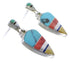 Multicolor Inlay Southwestern Silver Earrings EX31554